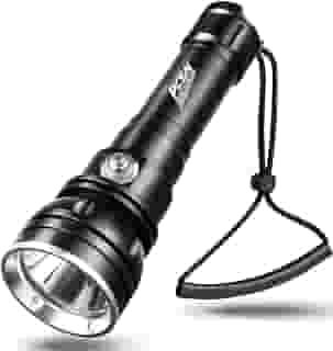 PFSN professioner Lanterna de mergulho com luz de mergulho, lanterna subaquática de alto lúmens, 150 m, à prova d'água, 400 m, luz de mergulho longa, melhor lanterna de mergulho recarregável para