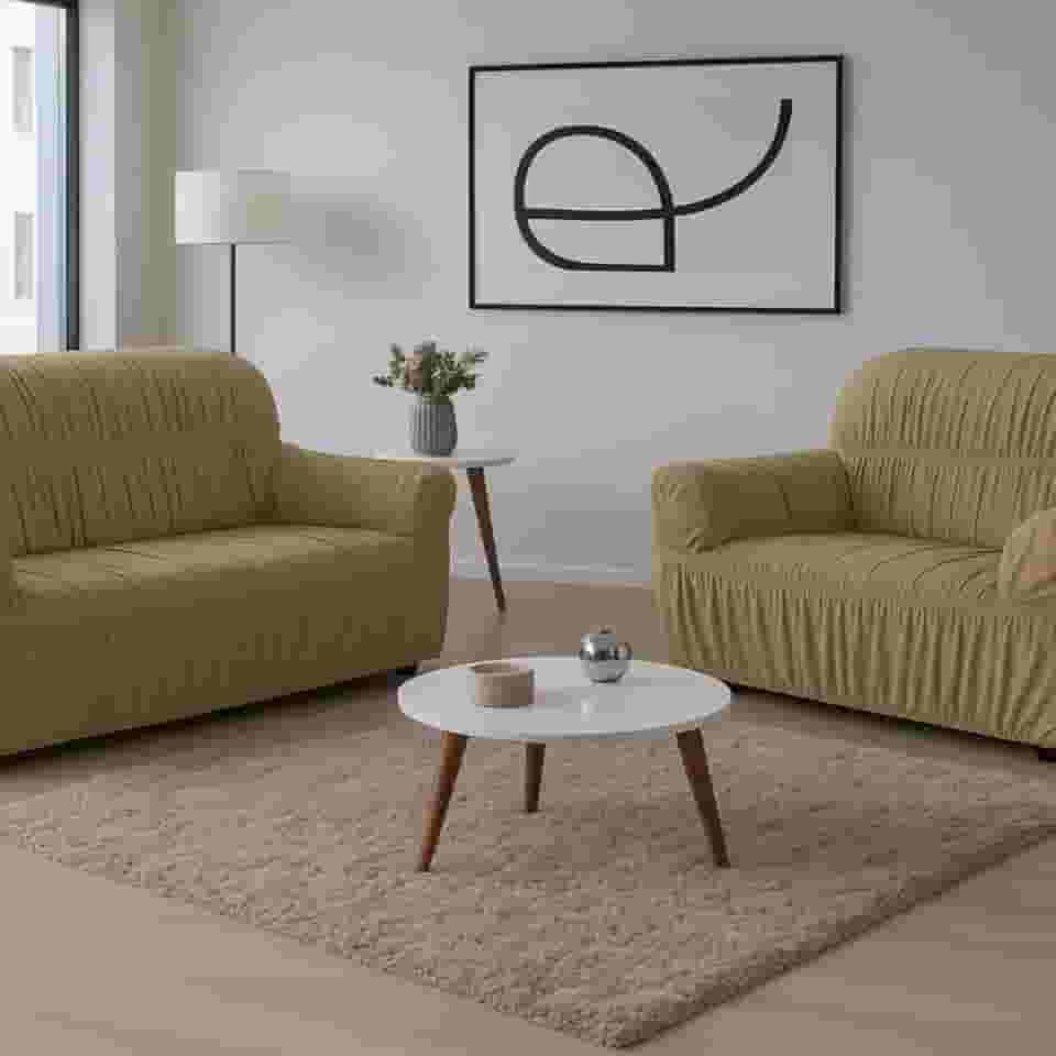 Capa de Sofá 2 e 3 Lugares Elasticada Malha Gel 28 Elásticos Avelã