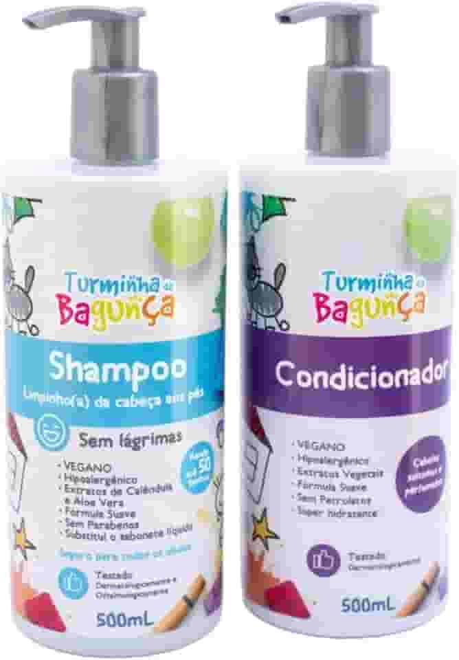 Kit Shampoo e Condicionador Infantil Vegano, Sem Lágrimas, Hipoalergênico, com Calêndula e Aloe Vera, 500ml Cada, Testado Dermatologicamente