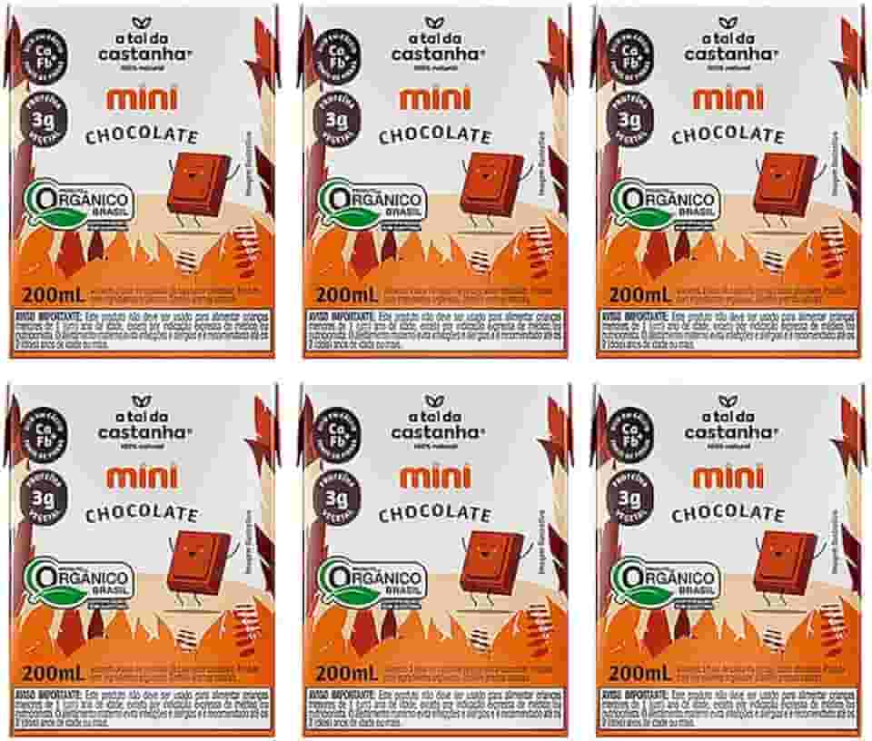 Kit 6X: Leite Vegetal Mini Chocolate Orgânico A Tal da Castanha 200ml