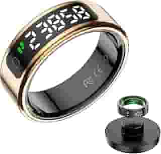 Smart Ring Health Tracker, anéis de saúde para homens e mulheres, rastreador de atividades à prova d'água (LED dourado, nº 10)