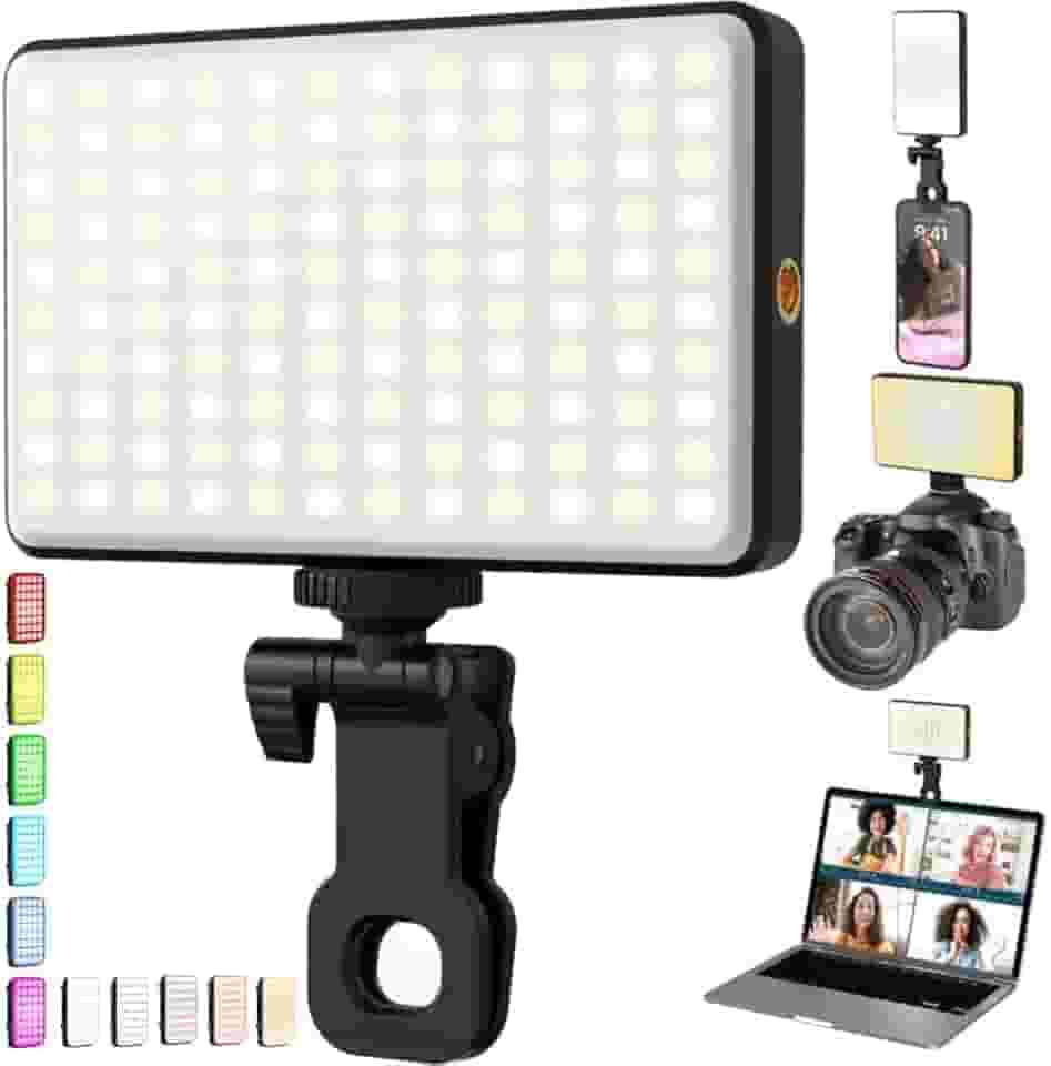 Iluminação Selfie com Clipe Ajustável para Vídeos e TikTok - Luz Auxiliar Led RGB Para Celular Notebook Selfie Led Ring Light Profissional Fotografia Flash Iluminação De Preenchimento De Vídeo E Foto