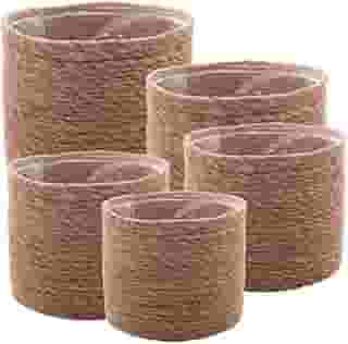 WOLFF - Conjunto 5 Cachepots de Fibra Natural com Forro de Plástico