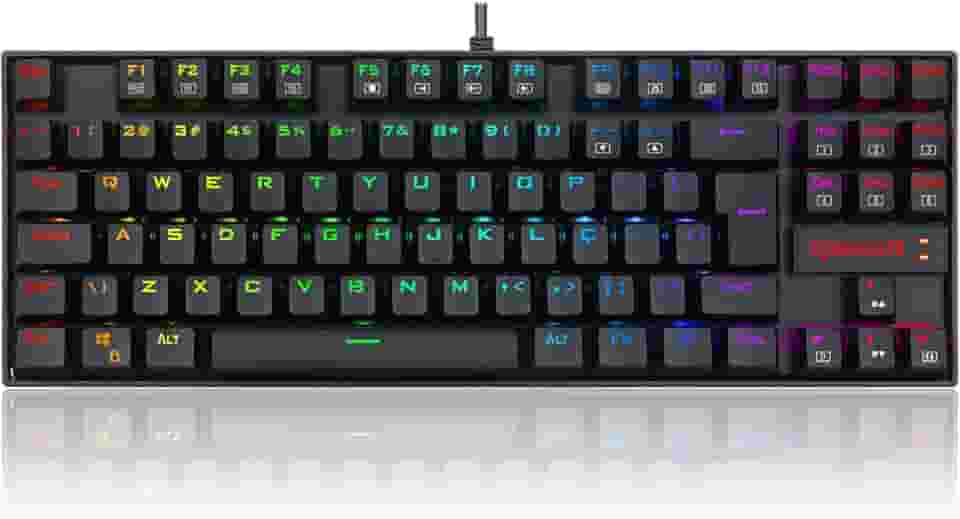 Teclado Magnético Gamer Redragon Kumara PRO K552RGB USB RGB Preto Switch Marrom