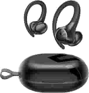SoundPEATS Wings2 Fones de Ouvido Sem Fio Esportivos Bluetooth 5.3 Motorista 13mm IPX4 Modo de Jogo Semi-intra-auricular com Gancho de Orelha Suporte de Aplicativo para Esportes Total 30 Horas (preto)