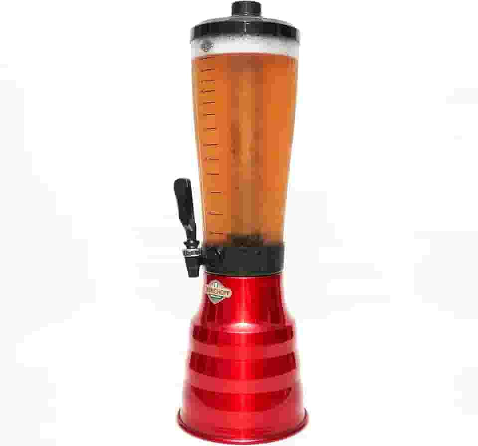 Torre Chopp 3,5 L Base Giratória Copo Acrílico Removível 2 Refil Vermelha