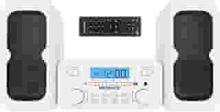 Magnavox MM435-WH Sistema de prateleira de CD compacto de 3 peças com rádio estéreo AM/FM, tecnologia sem fio Bluetooth e controle remoto em branco | Display LCD | Porta AUX Compatível |