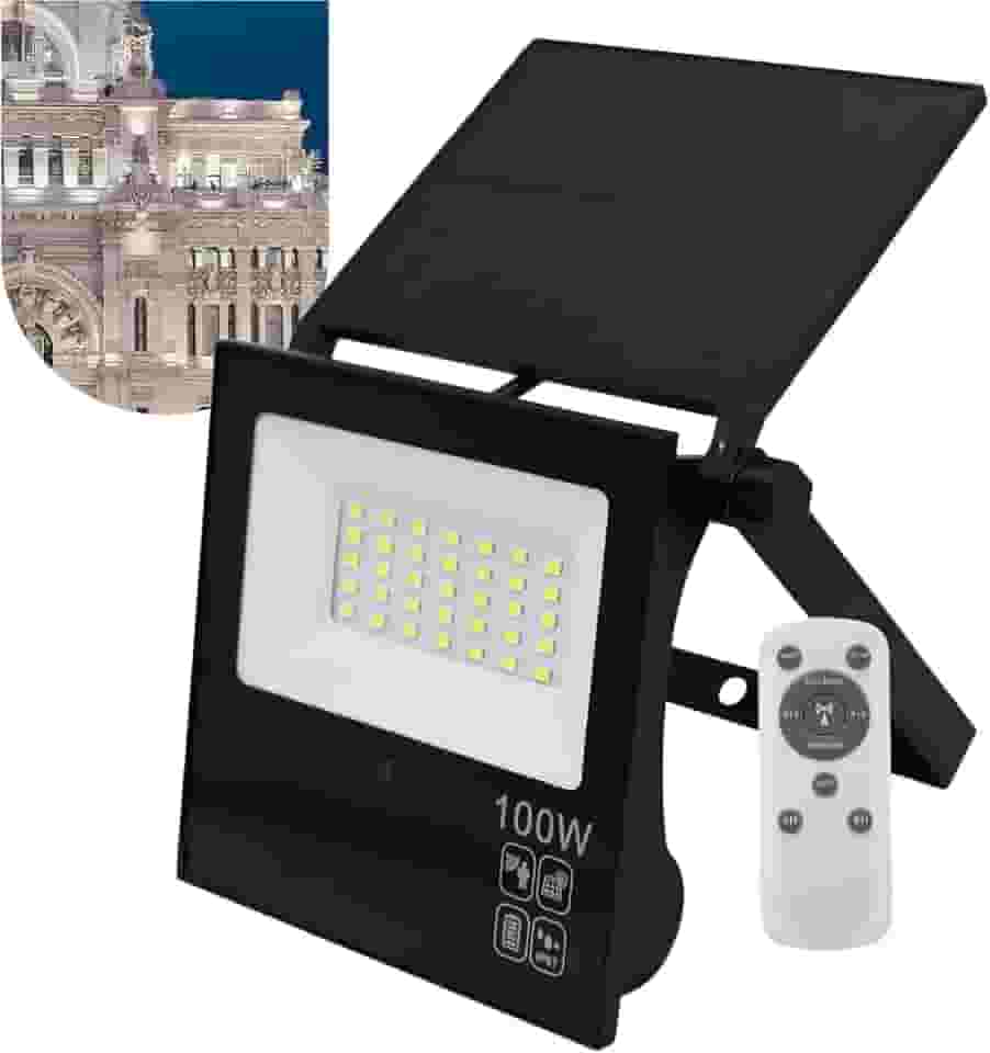 Refletor Solar Led 100w Placa Prova Dágua Dobrável Ajustável