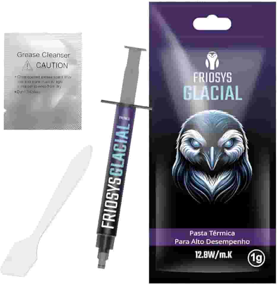 Pasta Termica 12.8 W/mk 1g Glacial Processador PC Gamer Notebook PS4 PS5 Xbox Placa Video Dissipador Calor Cinza Prata Friosys