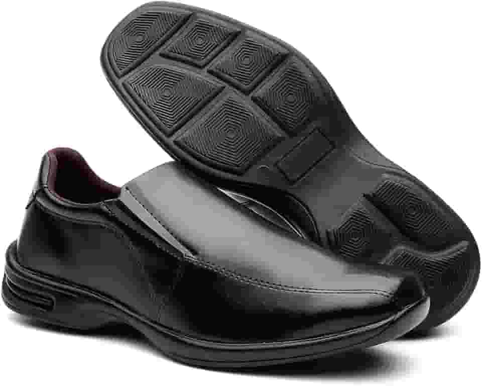 Sapato Social Confort Masculino em Couro Confortável Macio com Elástico Resistente