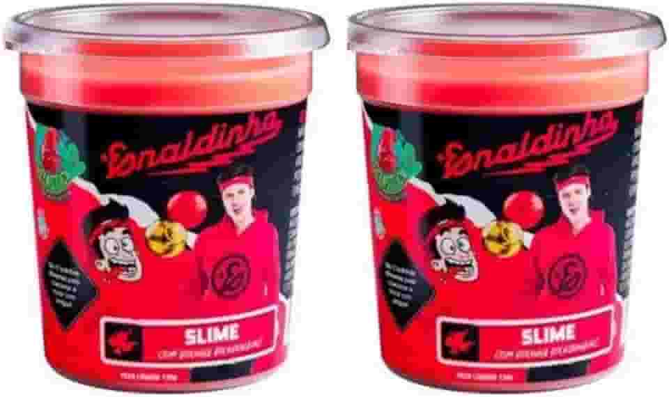 Kit de Slime Lojas Q2 Enaldinho Youtuber com Bolinha Surpresa - Vermelho, Não Obtido - 2 Potes de Slime com Bolinha Surpresa - Infantil Unissex