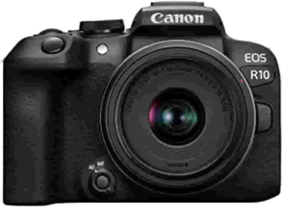 Canon Câmera sem espelho EOS R10 RF-S18-45 mm F4.5-6.3 IS STM, câmera híbrida, sensor CMOS (APS-C) de 24,2 megapixels, vídeo 4K, câmera de vlogging para criadores de conteúdo, preta