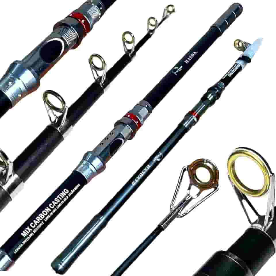 VARA DE PESCA PESCARIA PRAIA COSTAO PESADA TELESCOPICA P/MOLINETE ALTO MAR HASDA 3.6M - 10-40LB - EM CARBONO E ALUMINIO - COSTEIRA - PEIXE GRANDE - PESQUEIRO