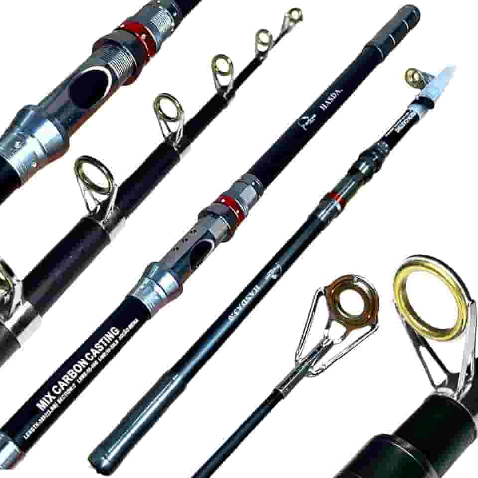 VARA DE PESCA PESCARIA PRAIA COSTAO PESADA TELESCOPICA P/MOLINETE ALTO MAR HASDA 3.6M - 10-40LB - EM CARBONO E ALUMINIO - COSTEIRA - PEIXE GRANDE - PESQUEIRO