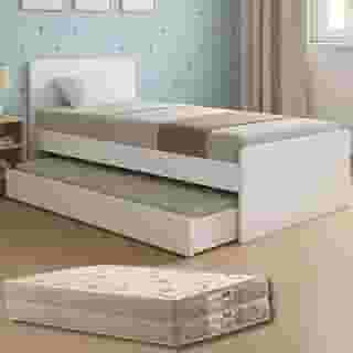 Bicama Solteiro Bibox Cama com Auxiliar e Colchões Guarda-Costas (Colchões D33 Gold Sensor)