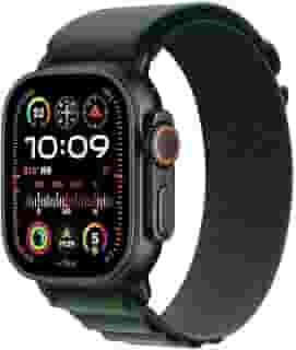 Apple Watch Ultra 2 GPS + Cellular • Caixa preta de titânio – 49 mm • Pulseira loop Alpina verde-escura – M