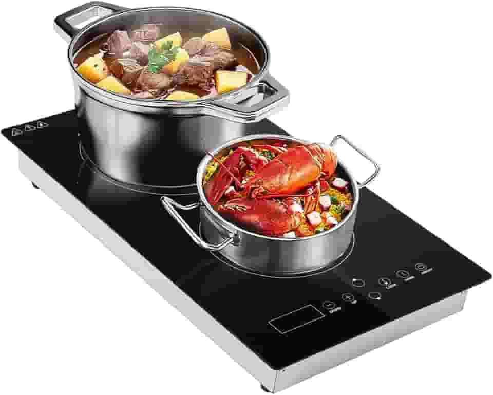Cooktop Indução 2 Bocas, Fogão Indução Touch Screen 220V, Fogão Cooktop Indução 2000w e 1800w, Temporização, Trava Para Crianças, Função De Proteção Contra Altas Temperaturas