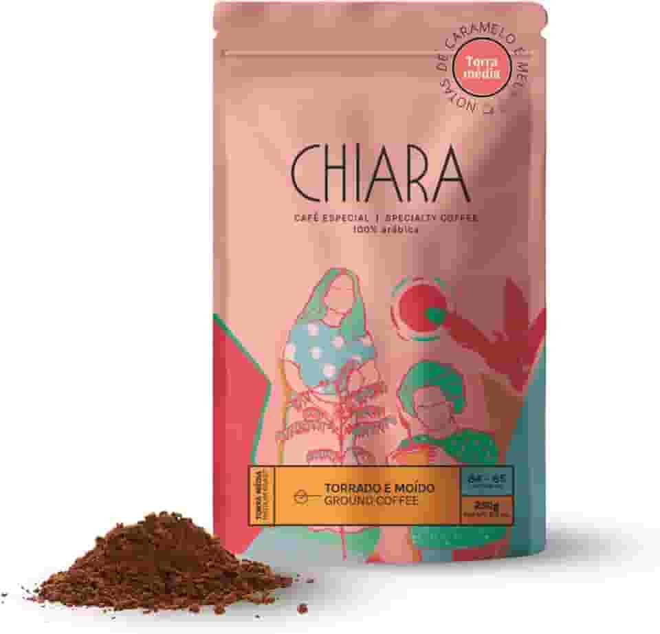 Chiara Café Especial Flor Especial 100% Arábica, Média Torra, Café Torrado e Moído, ou em Grãos 250g - Notas de Caramelo e Mel, Doçura Presente, Ideal para Espresso, Coador e Prensa Francesa (Torrado e moido)
