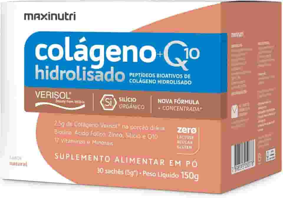 Colágeno Hidrolisado Verisol Coenzima Q10 Silício Orgânico 30 Sachês Maxinutri