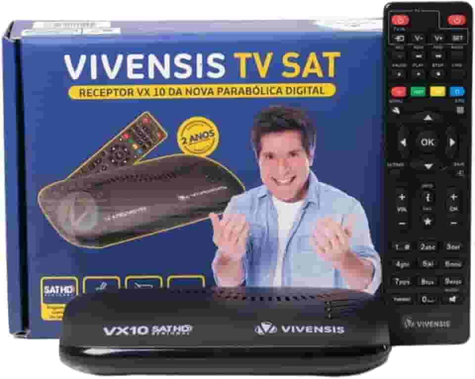 Receptor Digital Vivensis TV, Full HD Smart via Satélite VX10, Preto Bivolt