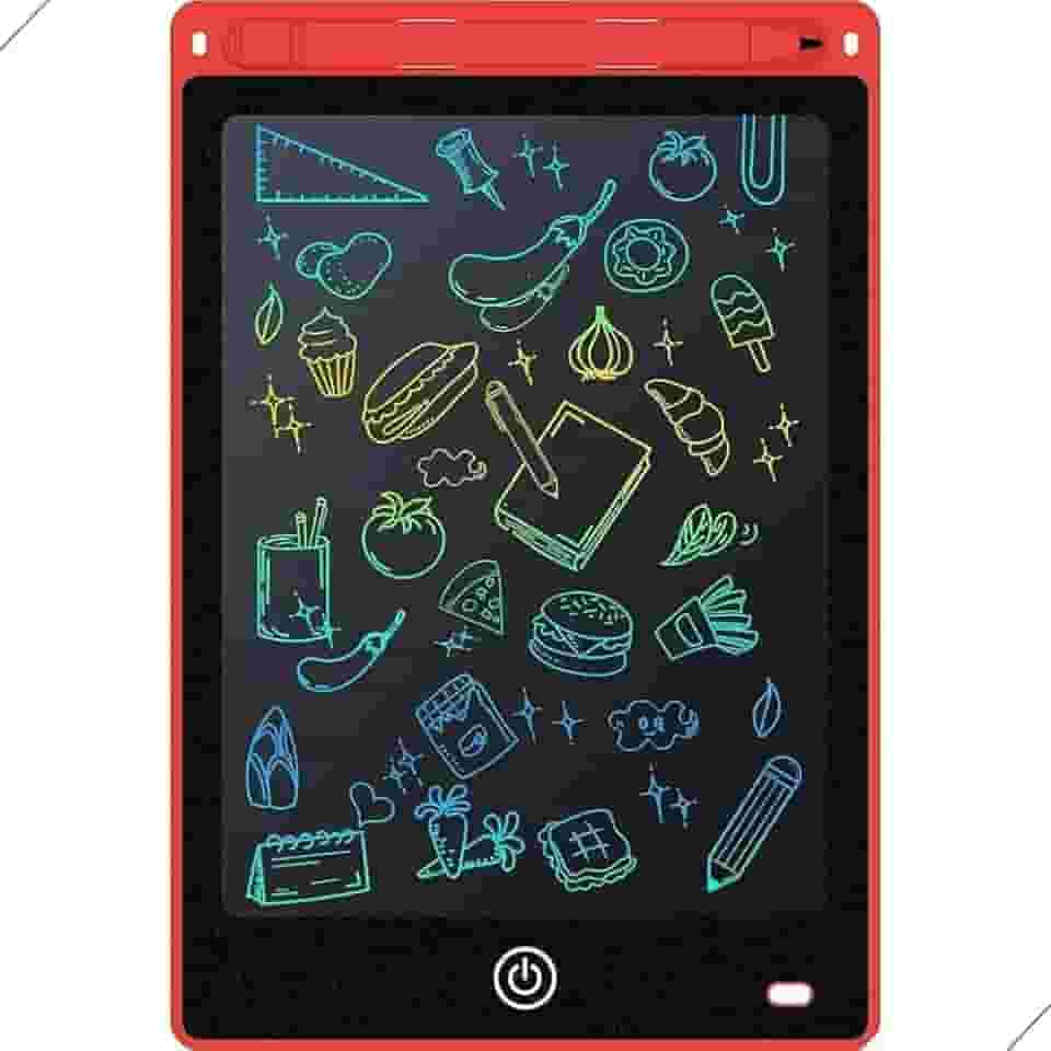 Tablet Infantil LCD Lousa Mágica Escrita Colorida Para Desenho e Estudo Educativo 12 Polegadas (Vermelho)