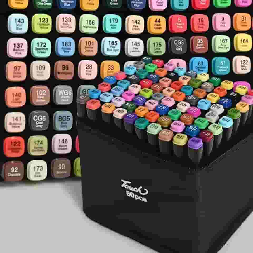 Marcadores de ponta dupla de álcool de 80 cores, canetas marcadoras de arte com porta-canetas, conjunto de marcadores permanentes de esboço para crianças, adultos, colorir, pintar, esboçar, (80)