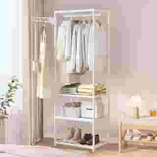 Arara Cabideiro Organizador 3 Prateleiras Estante Suporte Multiuso Organizaçao Casa Quarto Closet Loja Branco