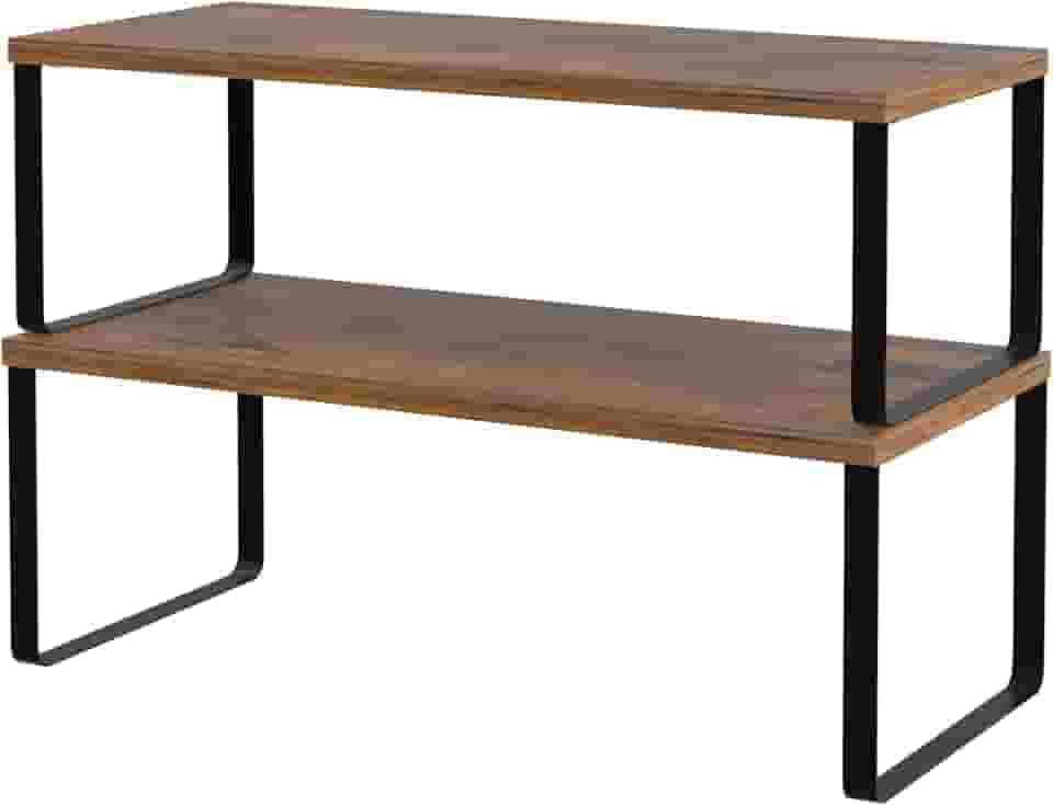 NEX Organizador de prateleira para armário de cozinha e balcão, empilhável e expansível, marrom