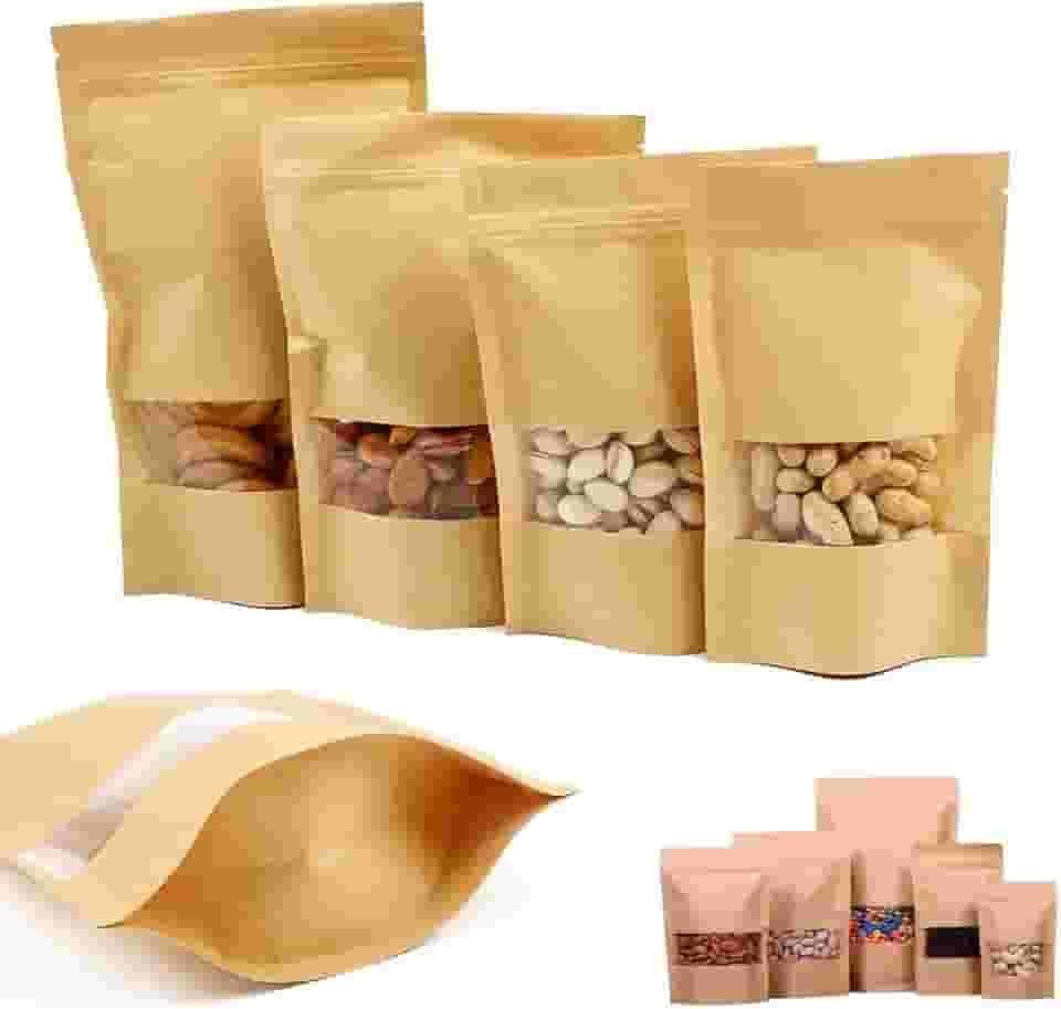 Saco Kraft Ziplock Hermetico Visor Stand Up Pouch 10x15 50un