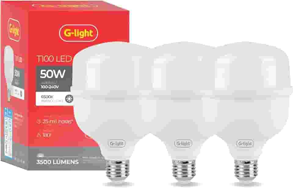 Lâmpada Led 50w Super Bulbo Alta Potência Bivolt Branco Frio- G-Light (Kit 3 Unidades)