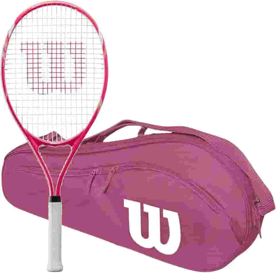 Raquete de tênis Wilson Serena Pro Lite com uma bolsa de tênis Advantage II (rosa/branca) - a melhor raquete para jovens experientes