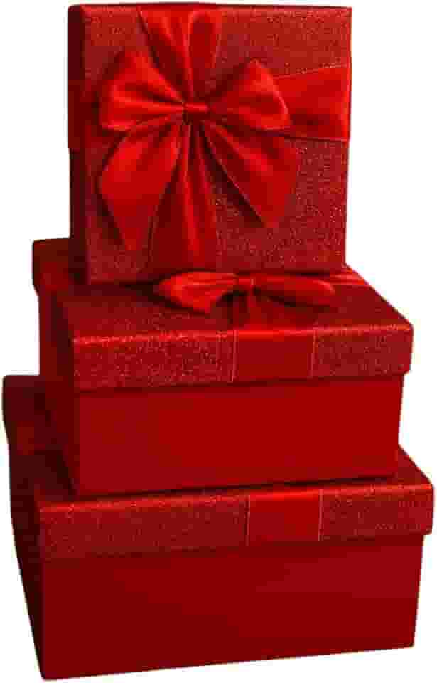 Caixa De Presente Com Tampa Embalagem Pequena Média Grande 3 Unidades Resistente Com Glitter e Tamanhos Diferentes