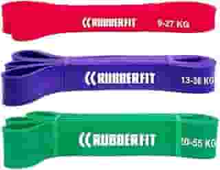 Kit Super Bands 3 Bandas de Resistência Rubber Fit (Forte, Média e Leve) Elásticos para Exercicios Premium Rubber Fit