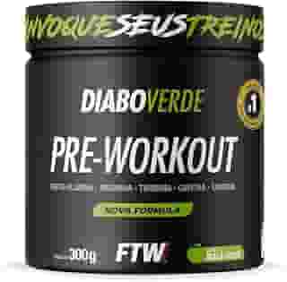 FTW Pré-Treino Diabo Verde em Pó com Cafeína, Aminoácidos Beta‑Alanina e Arginina para Treinos e Atividades Físicas - Pote 300 g (Sabor: Maça Verde)
