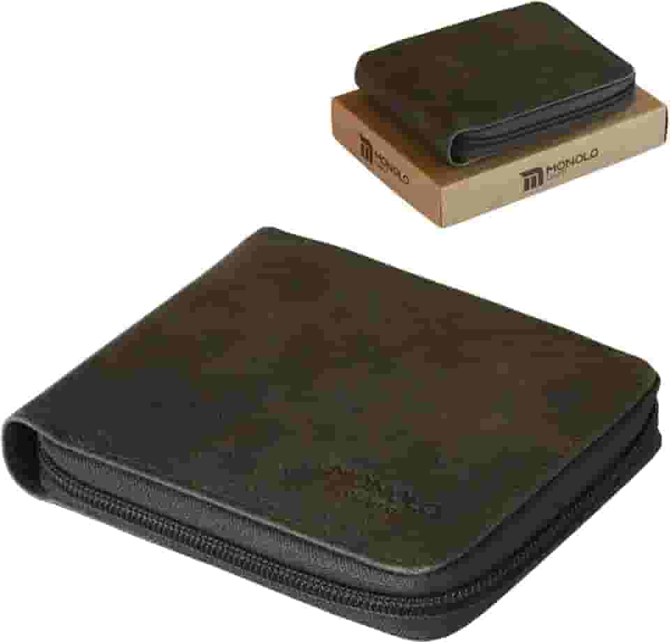 Carteira Masculina Couro Legítimo Ziper Porta Cartão Documentos Crédito CNH Grande Completa Monolo