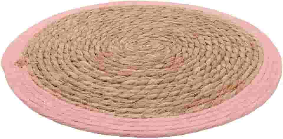 Mimo Style Lugar Americano Linha Fame, Feito de Tecido Juta na Cor Bege, Com Borda Cor Rosa. Capaz de Deixar o Ambiente Mais Aconchegante e Elegante. Material Resistente e Durável