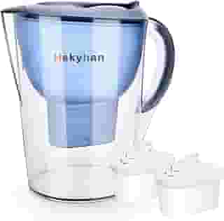 Hskyhan Jarro de filtro de água alcalina – 3,5 litros melhora o pH, 2 filtros incluídos, sem BPA, sistema de filtragem de 7 estágios para purificar, azul