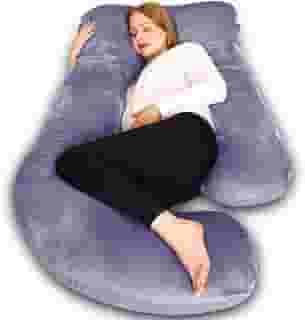 Chilling Home Travesseiro de gravidez, travesseiro de maternidade de corpo inteiro em forma de U 147 cm, travesseiros de gravidez essenciais para mulheres grávidas para dormir com capa removível