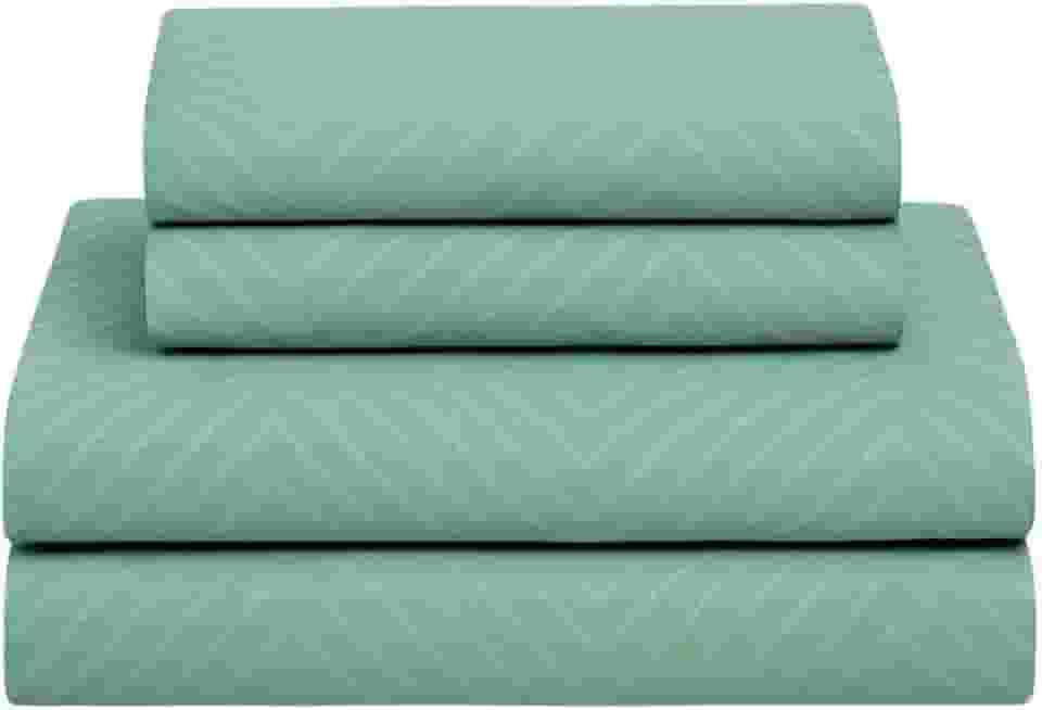 Jogo de Cama Bordado Acetinado Embossed 4 Peças - 1 Lençol de Cima, 1 Lençol de Elástico e 2 Fronhas, Não faz bolinha Toque Percal Em Poliéster Extra Macio | ADMIRARE (MONTANHA, QUEEN)