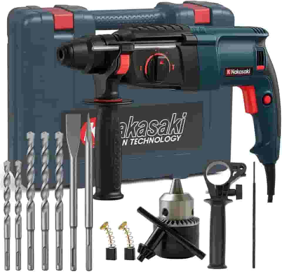 Martelete Rompedor Rotativo Furadeira 1200W 12 Peças Ponteira Talhadeira Brocas (110)