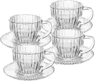 WOLFF - Conjunto 4 Xícaras de Café de Cristal com Fio de Ouro Imperatriz 110ml