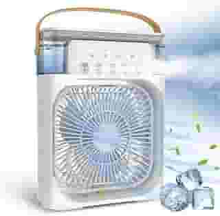 Climatizador Ventilador Aromatizador Umidificador Ar Condicionado Portátil Reservatório de Água Gelada Gelo Luz de Led Temporizador - RCM Group® (Branco)
