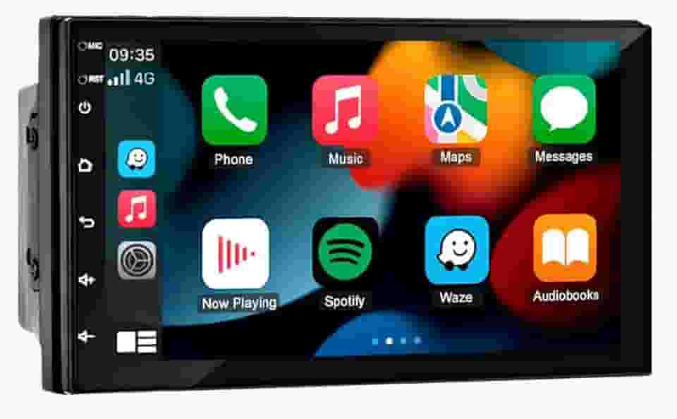 MULTIMÍDIA, MP5 2 DIN TELA IPS DE VIDRO 7" FULL TOUCH, FM, USB, SD CARD, AUXILIAR, BLUETOOTH, ESPELHA ANDROID E IOS, CARPLAY E ANDROID AUTO CONECITIVADE COM FIO