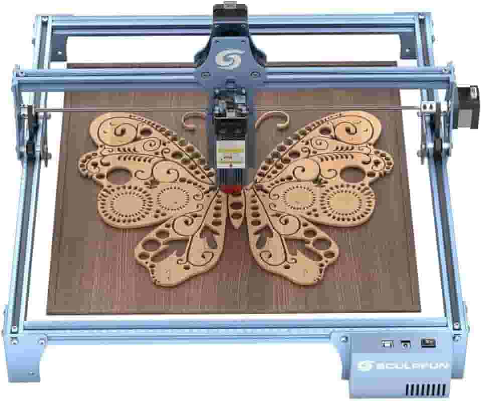 SCULPFUN S9 Máquina de Gravação a Laser 90W, Corte a Laser CNC, Gravação de Alta Precisão, Corte de Madeira de 15 mm, 410x420mm Área de Gravação
