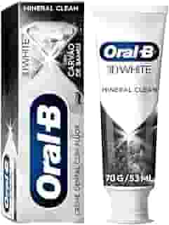 Oral B Pasta de Dente 3D White Mineral Clean com Carvão de Bambu, Fórmula de Carvão Natural, Com Flúor, 53 ml