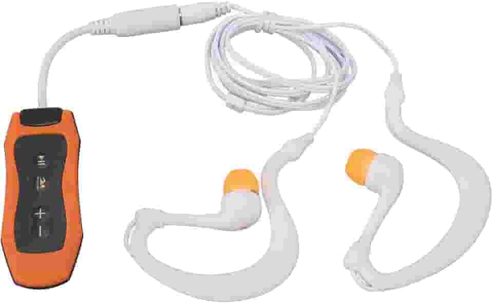 Yunseity Leitor de MP3 para natação, leitor de MP3 IPX8 de 8 GB com fones de ouvido de natação, reprodutor de música USB 2.0 recarregável para natação, mergulho e corrida (8 GB), laranja