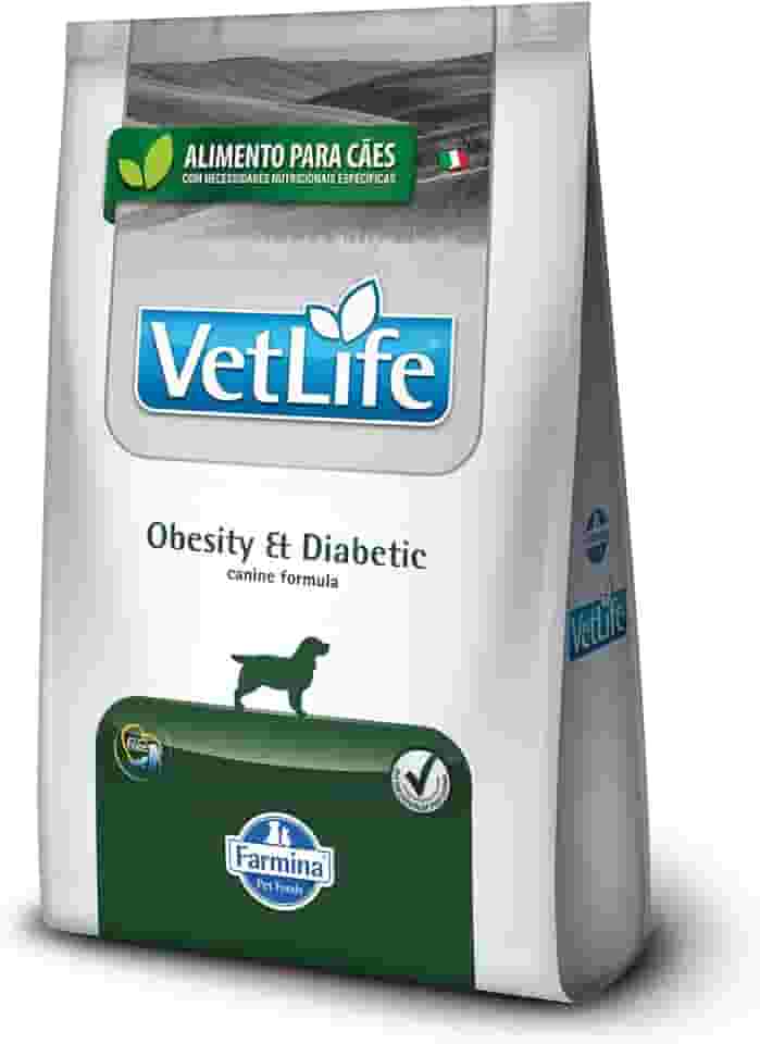 Vet Life - Ração Farmina Natural Obesity & Diabetic para Cães Adultos Obesos ou Diabéticos - 10,1kg