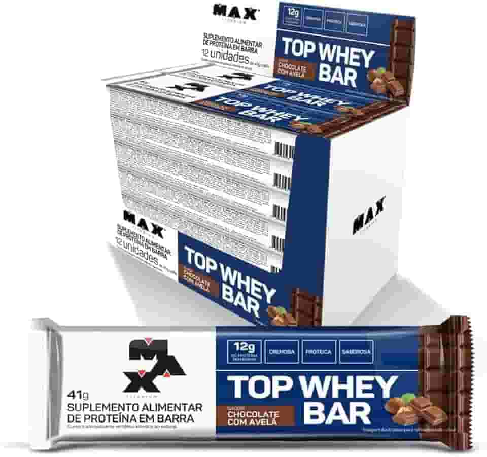 Max Titanium Top Whey Bar 12 Unidades De 41G (Chocolate Com Avelã)