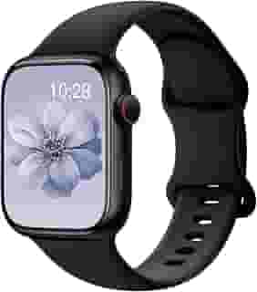 Pulseiras esportivas de silicone compatível com pulseiras de Apple Watch de 40 mm, 38 mm, 41 mm, 44 mm, 45 mm, 42 mm, 49 mm femininas e masculinas, pulseira de substituição esportiva macia e