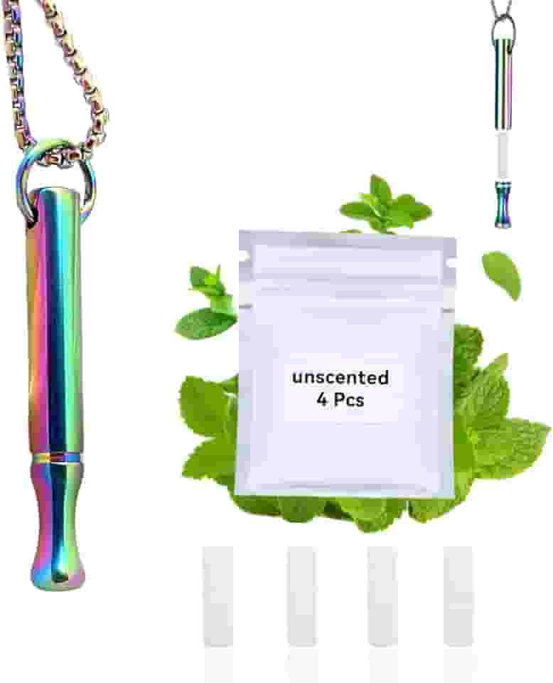 Colar de respiração para parar de fumar e vaporizar – difusor de óleo essencial recarregável, colar fidget para alívio da ansiedade, inalador sem fumaça com 3 cápsulas de algodão